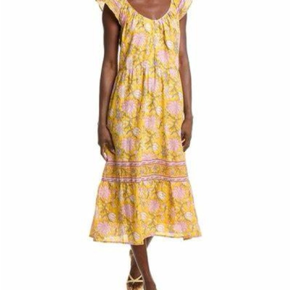 Velvet by Graham & Spencer Floral Yellow and Pink Women's Dress